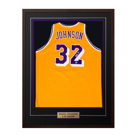 Magic Johnson Los Angeles Lakers Autographed Yellow Custom Basketball Jersey