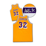 Magic Johnson Los Angeles Lakers Autographed Yellow Custom Basketball Jersey