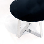Luxe Glass & Steel End Table // Black + Chrome