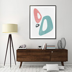 Blush Pink + Teal Abstract Shapes II