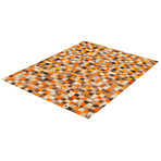 ECARPETGALLERY Cowhide Patchwork // Orange Rug // 5'8" x 7'10"