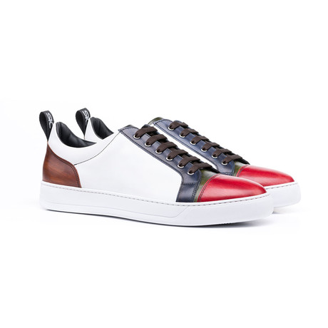 Pietro Low Top Sneakers // Deco Red + Olive + Navy + White + Dark Brown (Euro: 40)