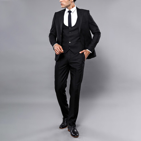 Jose 3-Piece Slim Fit Suit // Black (Euro: 44)