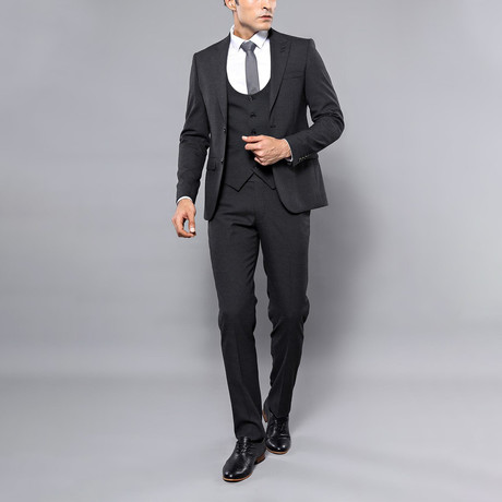 Alex 3-Piece Slim Fit Suit // Smoke (Euro: 44)