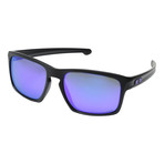 Unisex Silver Polarized Sunglasses // Matte Black + Violet