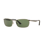 Men's Rectangular Polarized Sunglasses // Gunmetal + Green