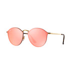 Unisex Round Sunglasses // Gold + Pink