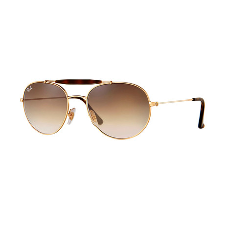 Unisex Aviator Sunglasses II // Gold + Light Brown