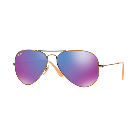 Unisex Aviator Sunglasses // Brushed Bronze + Violet