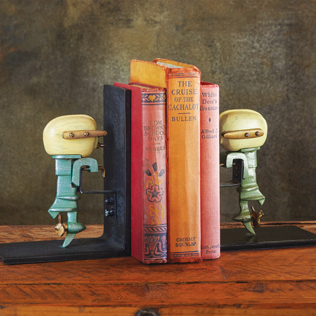Outboard Motor Bookends Painted