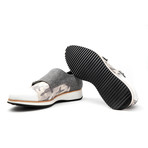 Q1 Double Monk Shoes // White + Gray (US: 7.5)