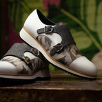 Q1 Double Monk Shoes // White + Gray (US: 9.5)