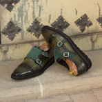Dunstan Double Monk Shoes // Forest + Khaki (US: 6.5)
