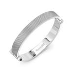 Flat Striped Bangle Bracelet // Silver (Small)