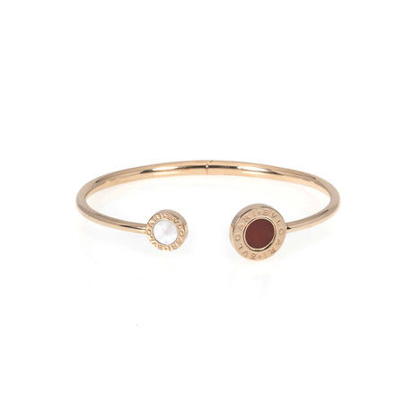 Bulgari 18k Rose Gold Carnelian + Mother of Pearl Bracelet