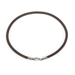 Bulgari Stainless Steel + Leather Necklace