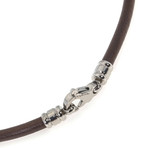 Bulgari Stainless Steel + Leather Necklace