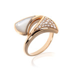 Bulgari 18k Rose Gold Diva's Dream Mother of Pearl Diamond Ring // Ring Size:6.75