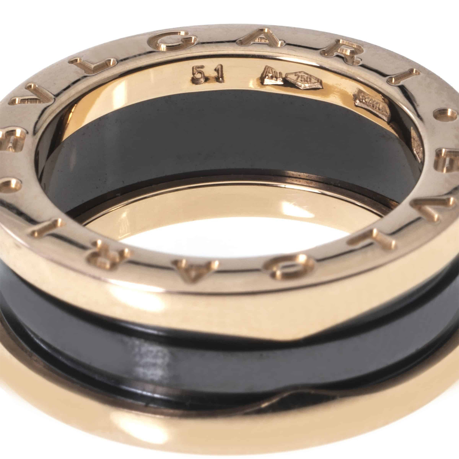 Bulgari 18k Rose Gold B Zero Black Ceramic Ring // Ring Size 5.5