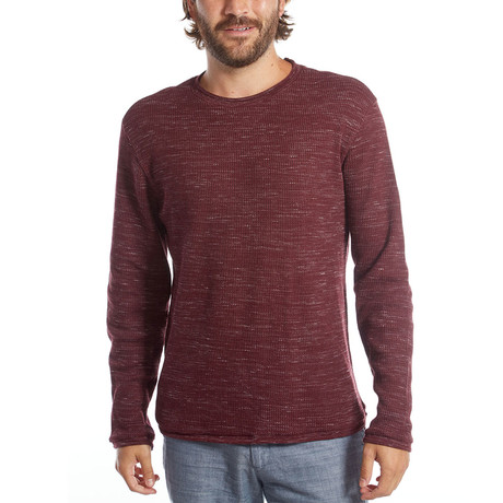 Andres Long Sleeve Waffle Tee // Dark Burgundy (XS)