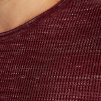 Andres Long Sleeve Waffle Tee // Dark Burgundy (L)