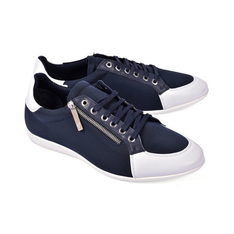 Versace Collection // Two-Tone Fashion Sneaker // Blue + White (Euro: 39)