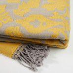 Damask Throw (Yellow + Gray)