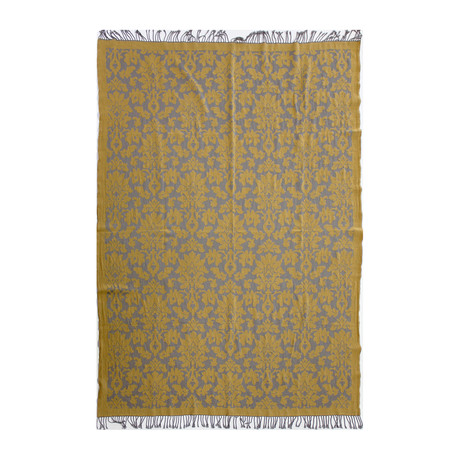 Damask Throw (Yellow + Gray)