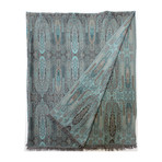 Antique Paisley Throw (Teal + Gray)