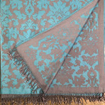 Damask Throw (Teal + Gray)