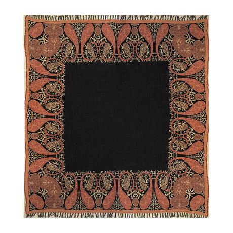 Persian Charm Boiled Wool Throw (Brown + Gold)