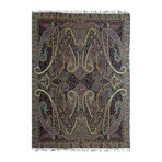 Neo Paisley Boiled Wool Throw (Olive + Black + Purple)