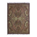 Neo Paisley Boiled Wool Throw (Olive + Black + Purple)