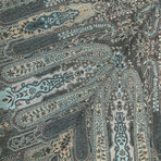 Antique Paisley Throw (Teal + Gray)