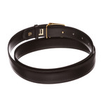 Dunhill // Black Leather Gold Buckle Belt // Black + Gold // Pre-Owned