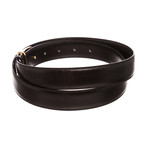 Dunhill // Black Leather Gold Buckle Belt // Black + Gold // Pre-Owned