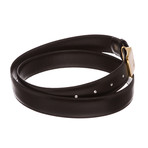 Dunhill // Black Leather Gold Buckle Belt // Black + Gold // Pre-Owned