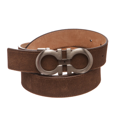 Salvatore Ferragamo // Gancini Brown Leather Belt 110 // Brown // Pre-Owned