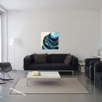 Abstract Blue And Gold // SpaceFrog Designs (12"W x 12"H x 0.75"D)