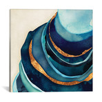 Abstract Blue And Gold // SpaceFrog Designs (12"W x 12"H x 0.75"D)