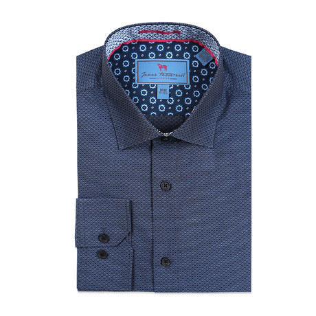 Spread Collar Woven Mini Dots Shirt // Navy (S)