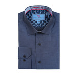 Spread Collar Woven Mini Dots Shirt // Navy (M)