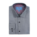 Spread Collar Woven Diagonal Neat // Gray (L)