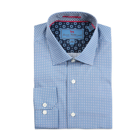 Spread Collar Woven Geo Dot // Sky (XS)