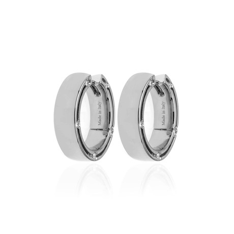 Damiani 18k White Gold Diamond Huggie Earrings I