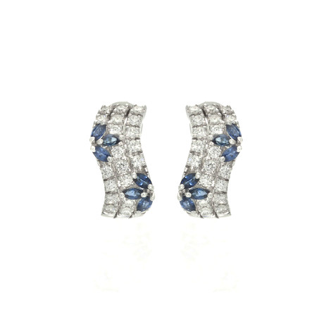 Damiani 18k White Gold Diamond + Sapphire Earrings I