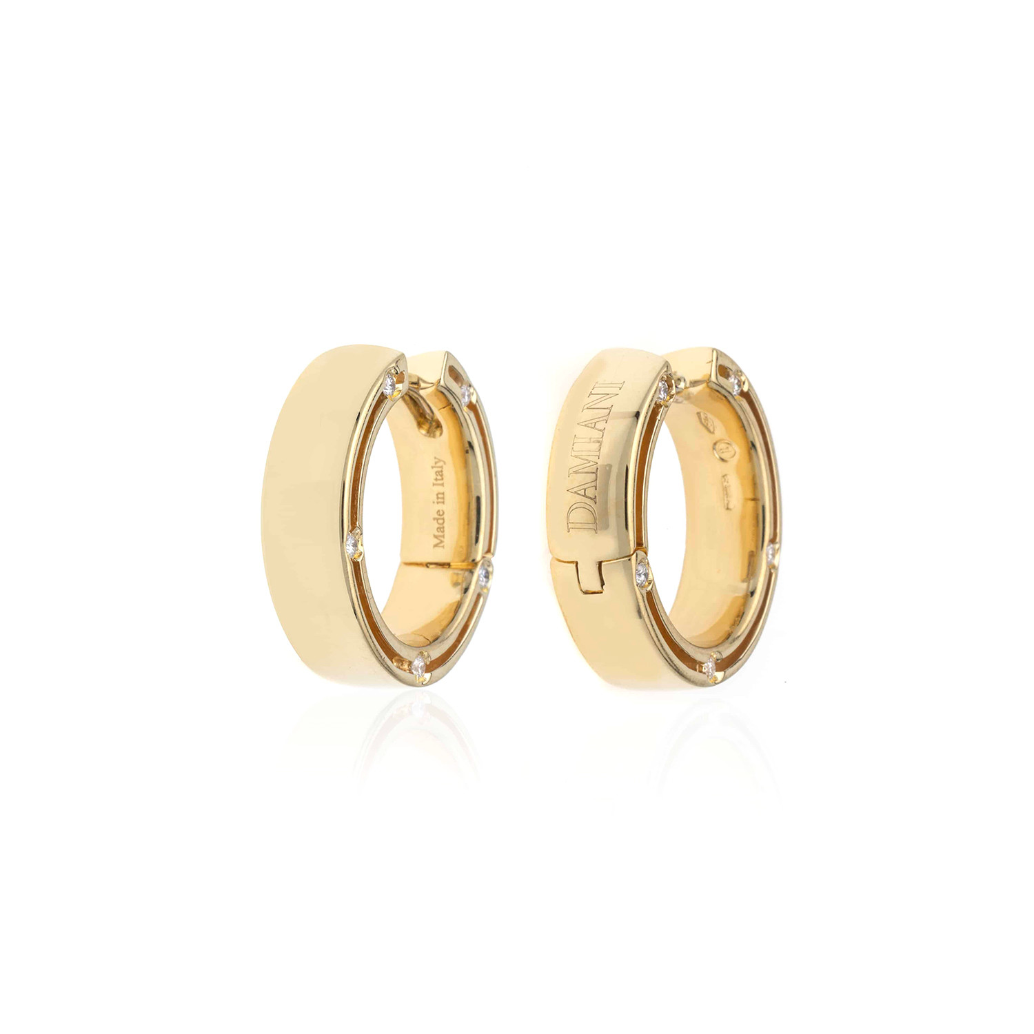 Damiani 18k Yellow Gold Diamond Hoop Earrings - Luxury Jewelry - Touch ...