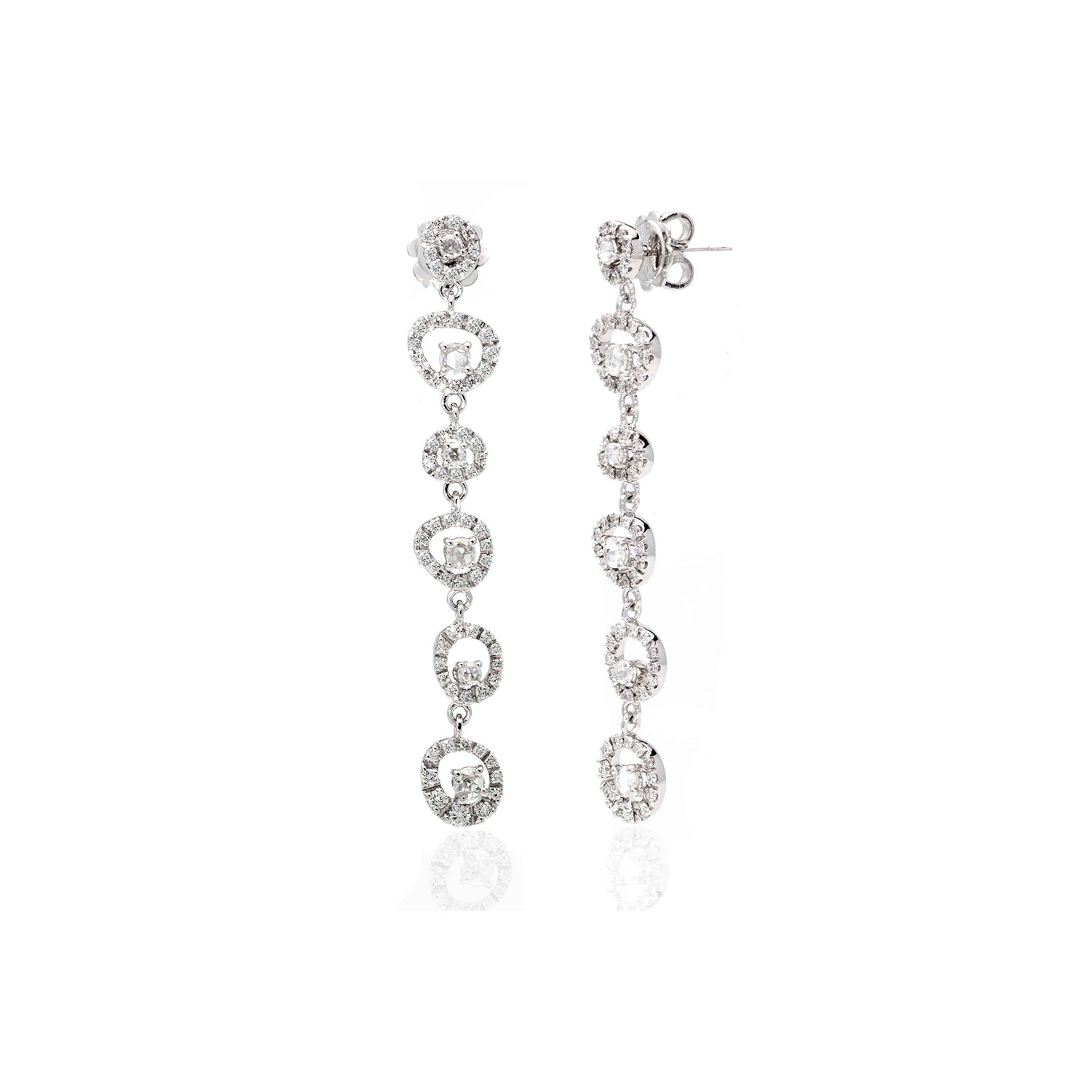 Damiani 18k White Gold Diamond Dangle Earrings - Luxury Jewelry - Touch ...