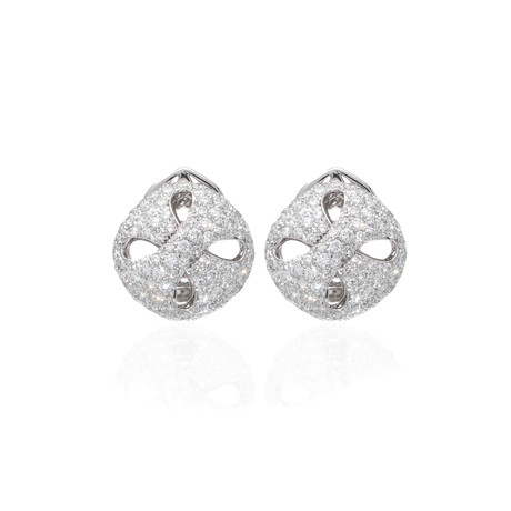 Damiani 18k White Gold Diamond Huggie Earrings II