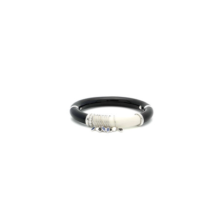 Nouvelle Bague 18k White Gold Diamond + Enamel Bracelet